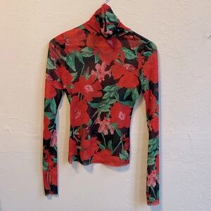 Mesh Floral Long Sleeve Top